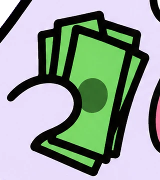 a ghost hand squeezing a stack of green bills